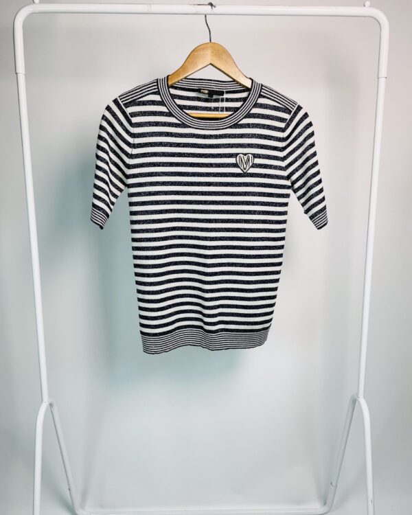 Blusa tricot listrada p&b com lurex MAJE - G - VENDIDO SISTEMA OTO