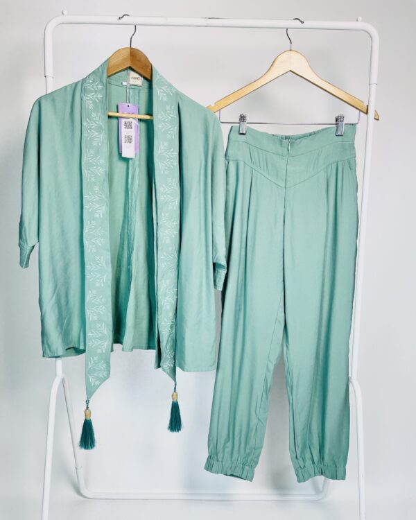 Conjunto calça e kimono verde água ANPO - P - VENDIDO SISTEMA OTO
