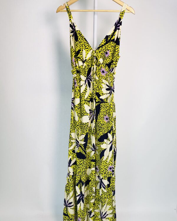 Vestido midi verde lima estampado regulagem na cintura CANTÃO - G - VENDIDO SISTEMA OTO