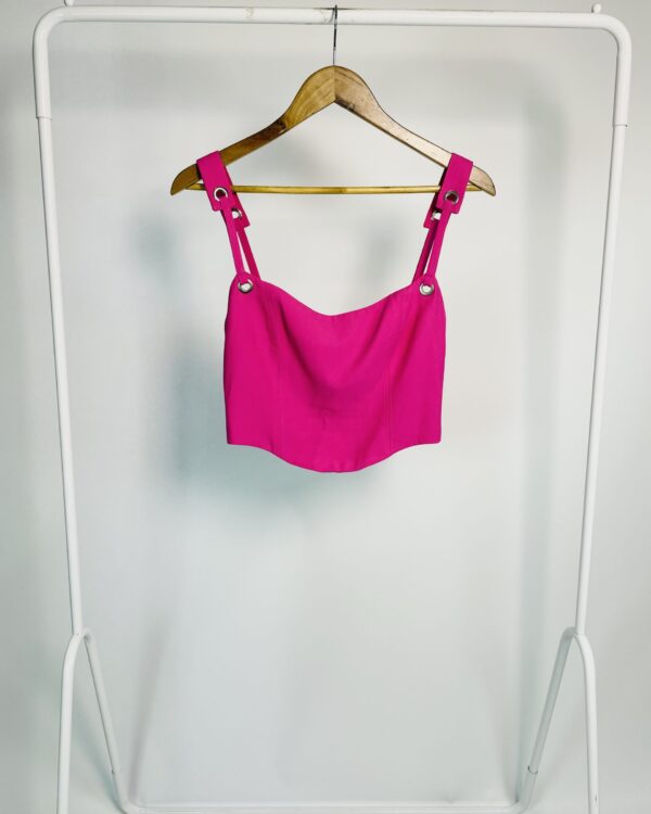 Blusa cropped rosa com lastex no busto 'Ana' NV - M