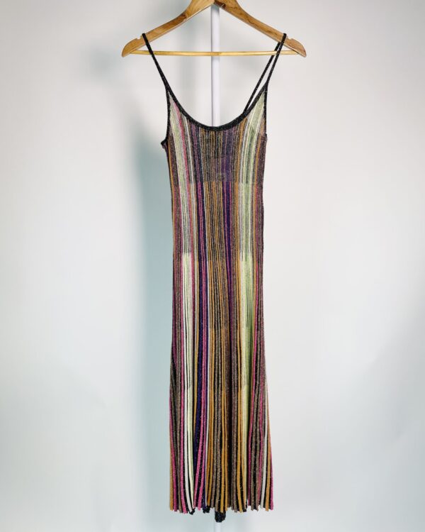 Vestido longo preto com listras coloridas e lurex prata ZARA - P - VENDIDO SISTEMA OTO