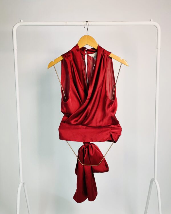 Blusa transpassada bordô acetinada AGILITÁ - 40 - VENDIDO SIST OTO