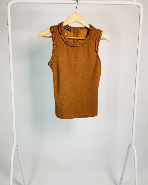 Blusa marrom com lurex detalhes trançados TEE MATCH - PP