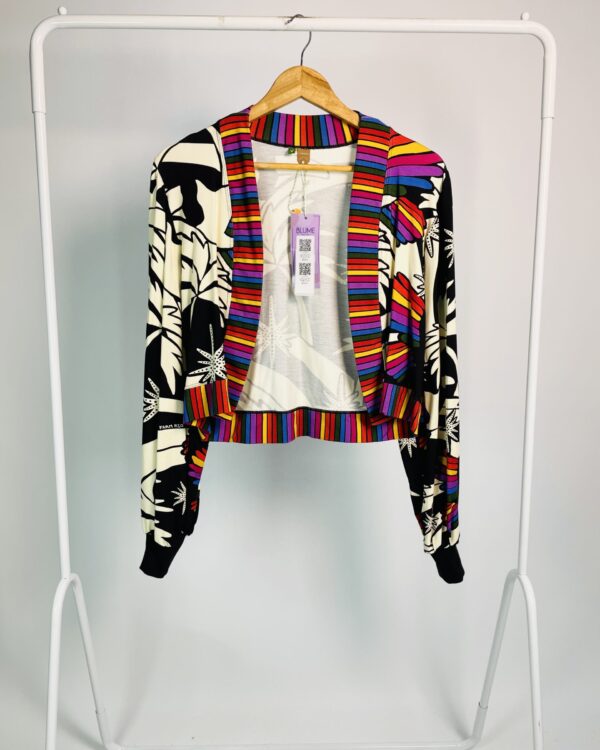 Casaqueto malha estampa p&b com partes coloridas FARM - M - VENDIDO SISTEMA OTO