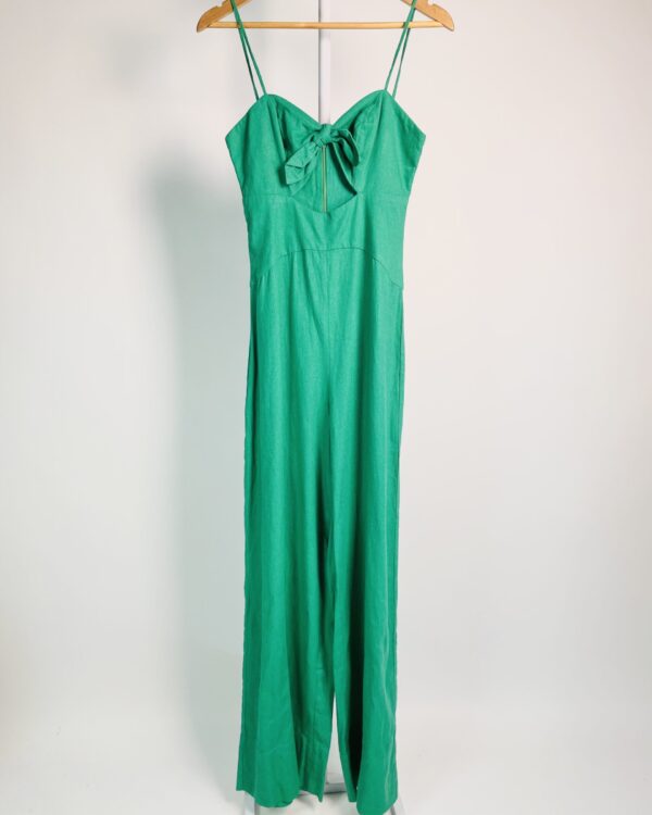 Macacão linho verde amarração no busto ANNE FERNANDES - P