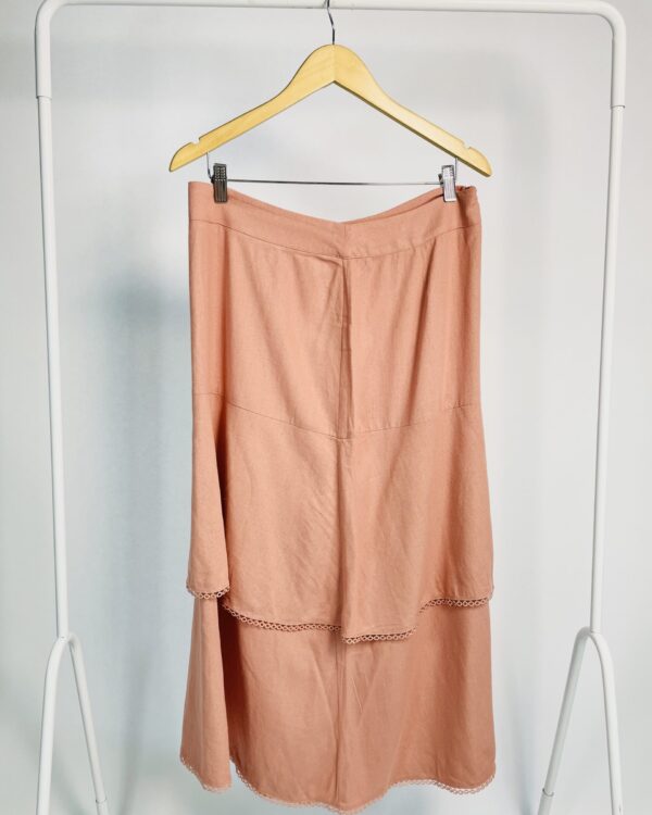 Saia rosa linho com babados MARIA FILÓ - G