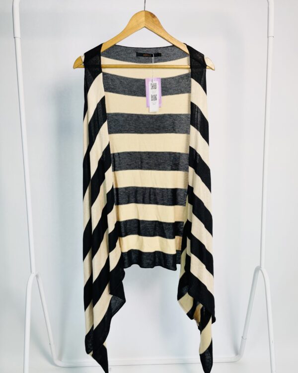 Colete tricot listrado preto e bege ANIMALE - M - VENDIDO SISTEMA OTO