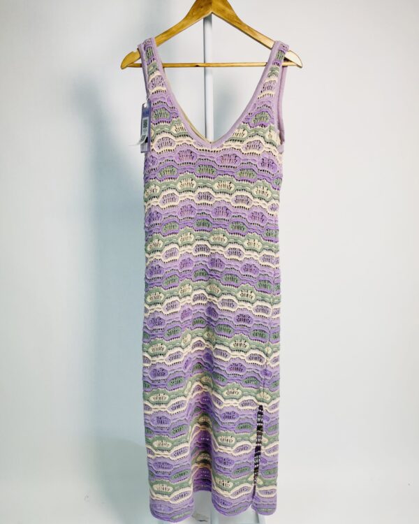 Vestido tricot lilás, bege e verde claro com forro MARIA FILÓ - P - VENDIDO SISTEMA OTO