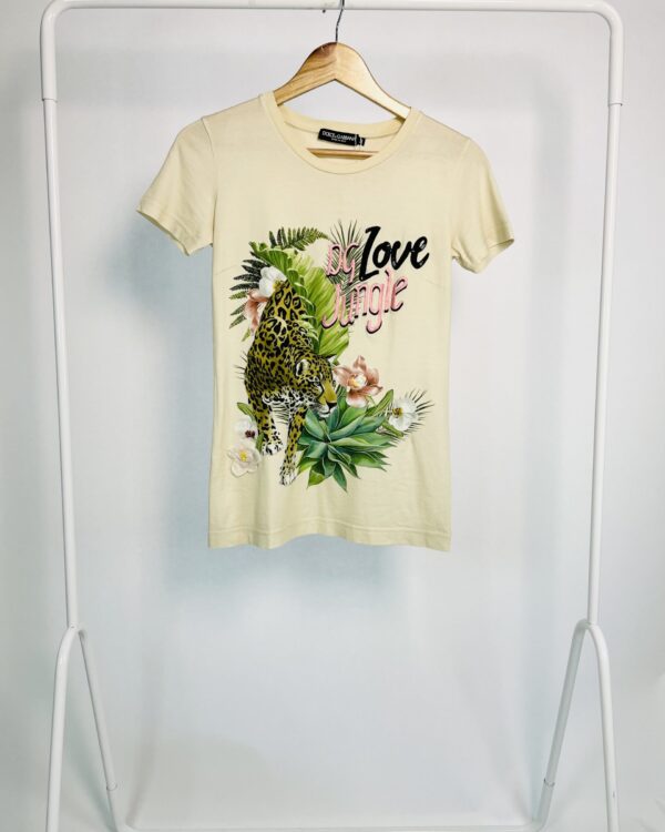 Tshirt bege com estampa onça 'Love Jungle' DOLCE&GABBANA - 38 - VENDIDO SISTEMA OTO