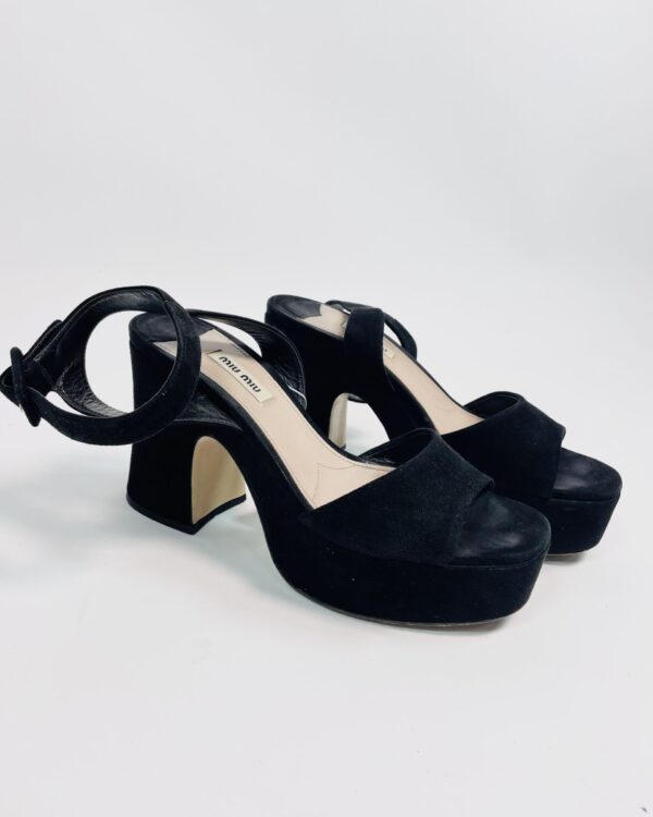 Sandália preta salto bloco PRADA - 39 EUR