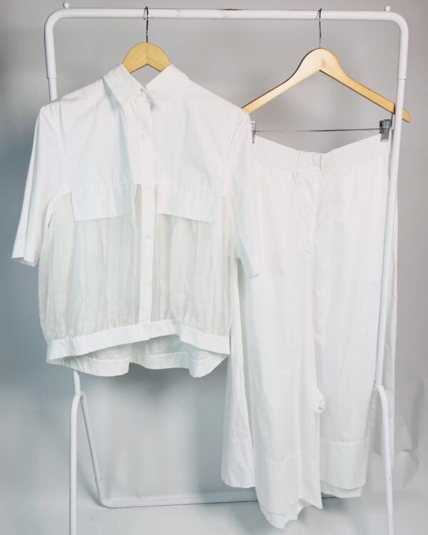 Conjunto algodão branco camisa e calça pantalona TOIA LEMANN - 42 *nunca usado* - VENDIDO SISTEMA OTO