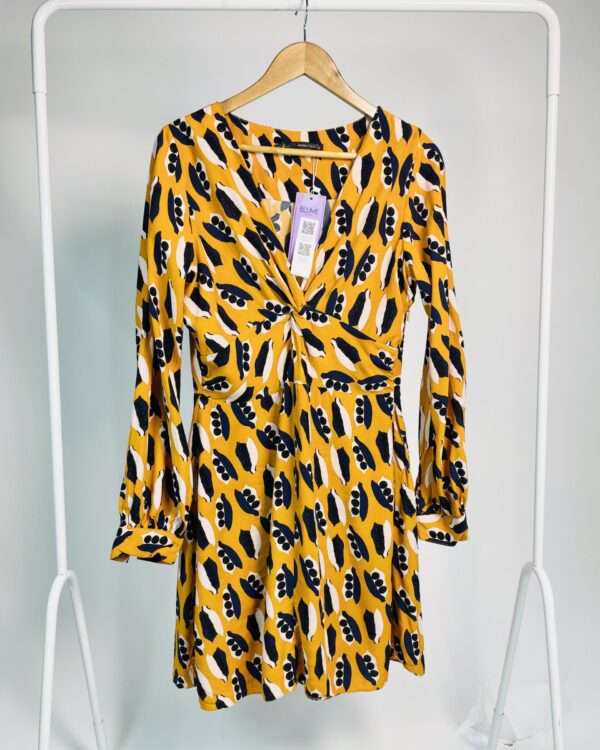 Vestido laranja estampa azul decote v MARIA FILÓ - G - VENDIDO SISTEMA OTO