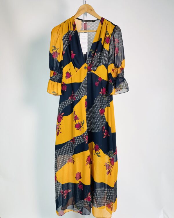 Vestido terracota com azul marinho e poás flores vinho MARIA FILÓ - P - VENDIDO SISTEMA OTO