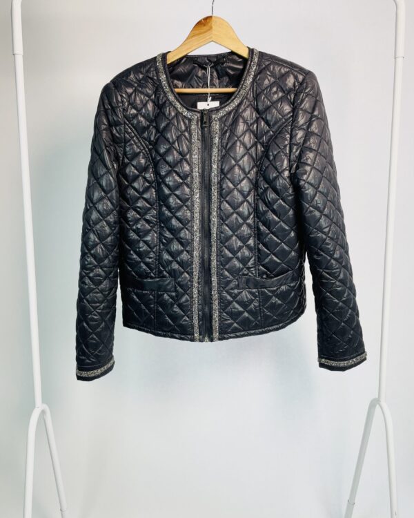 Jaqueta preta metalassê com pedraria prata ANIMALE - G - VENDIDO SISTEMA OTO