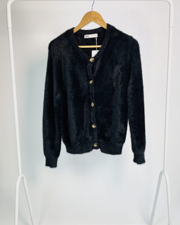 Cardigan preto pelinhos ZARA - M - VENDIDO SISTEMA OTO