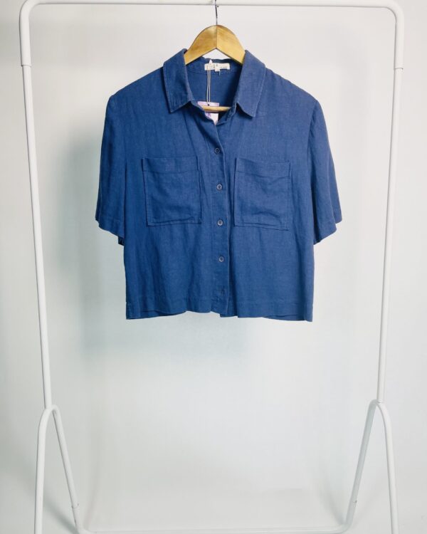 Blusa azul curta com mangas curtas NK - 38 - VENDIDO SISTEMA OTO