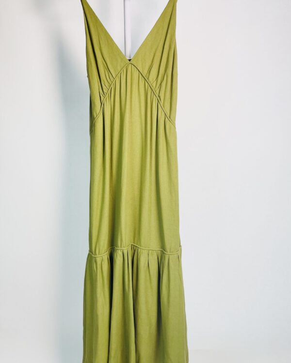 Vestido longo verde linho com alças finas DRESS TO - G - VENDIDO SISTEMA OTO