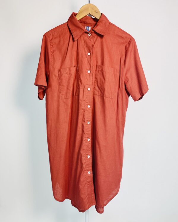 Saida de praia camisa oversized terracota linho BLUEMAN - GG