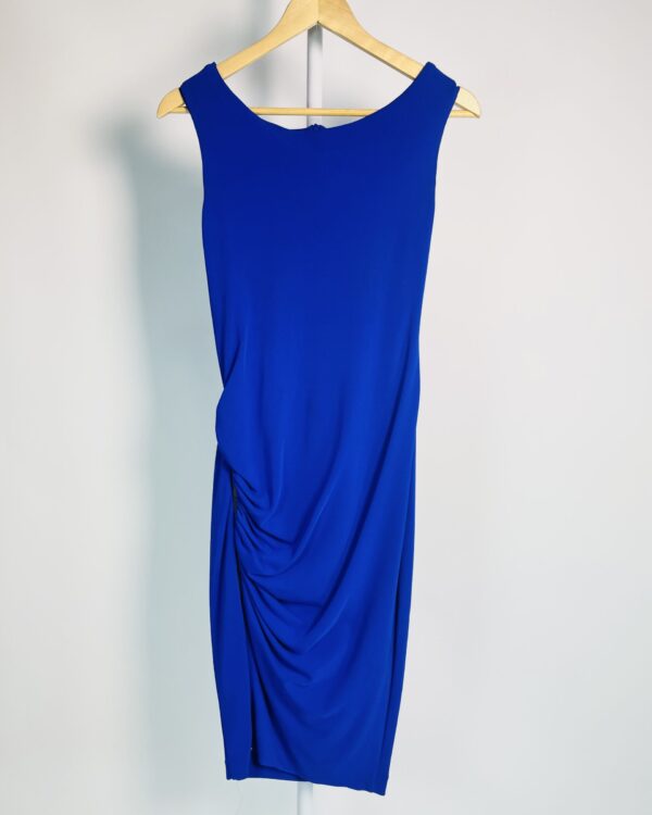 Vestido azul royal malha fria com drapeado na barra ALPHORRIA - PP - VENDIDO SISTEMA OTO