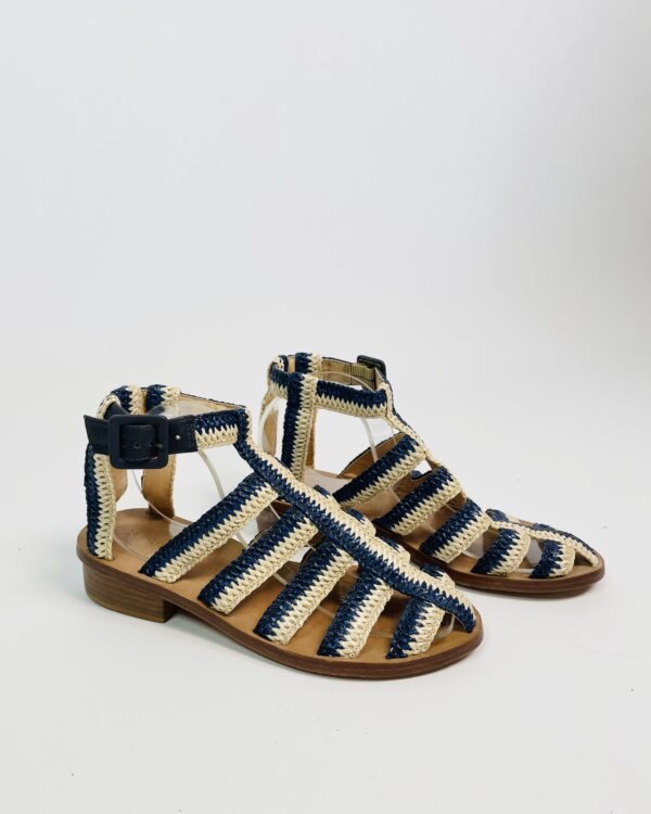 Sandália azul e bege palha LE SOLEIL D'ETÉ - 35  *nunca usado* - VENDIDO SISTEMA OTO