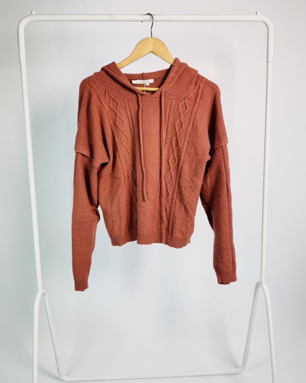 Casaco terracota tricot com capuz ATEEN - M - VENDIDO SISTEMA OTO