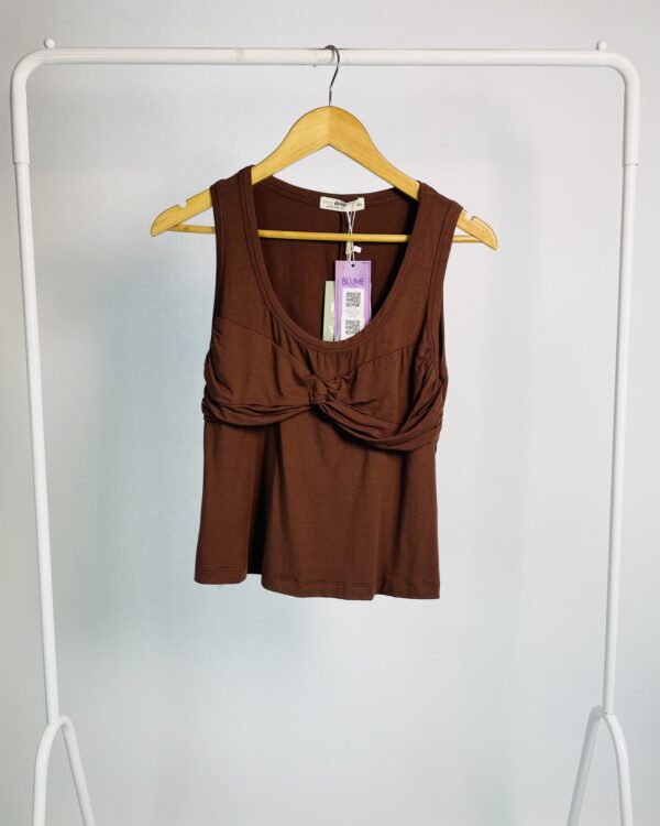 Regata marrom com drapeado no busto DRESS TO - G *nunca usado* - VENDIDO SISTEMA OTO