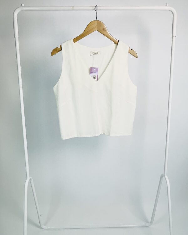 Blusa linho branca sem manga LA CHOCOLÊ - M - VENDIDO SISTEMA OTO