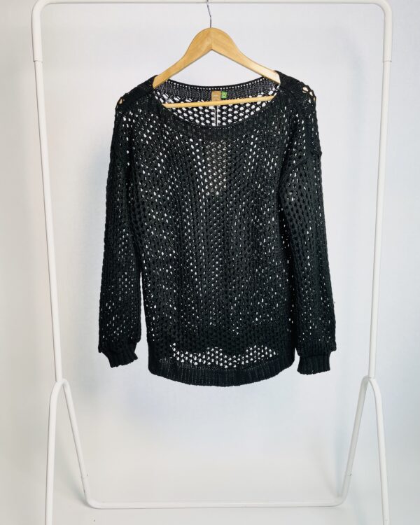 Blusa manga longa preta crochet FARM - P - VENDIDO SISTEMA OTO