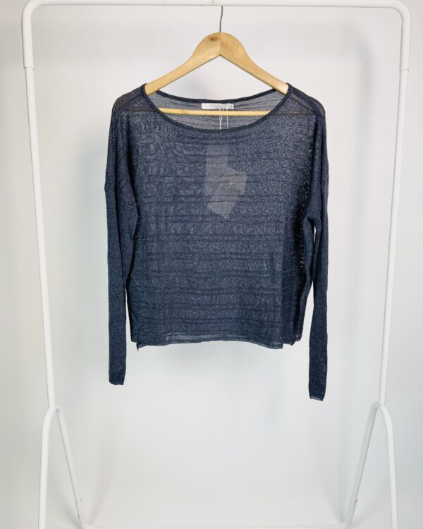 Blusa tricot azul escuro decote canoa ATEEN - PP *nunca usado* - VENDIDO SISTEMA OTO