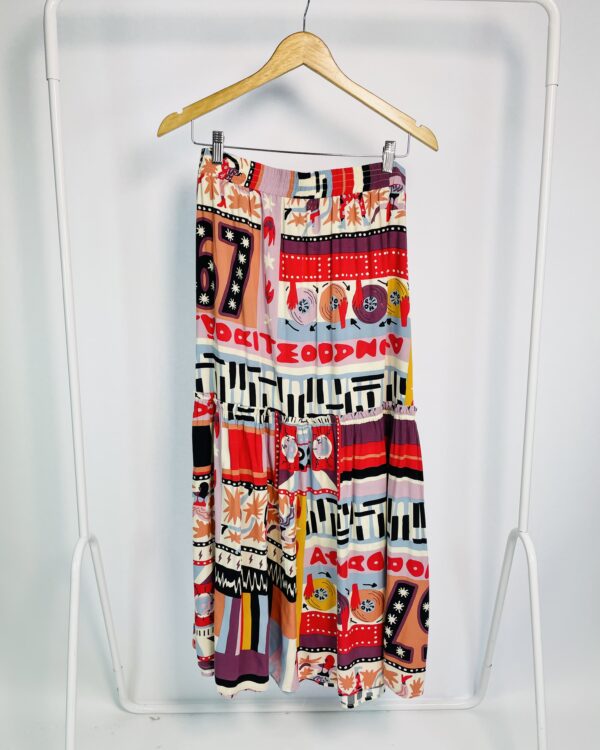 Saia midi estampa colorida com elástico na cintura CANTÃO - M - VENDIDO SIST OTO