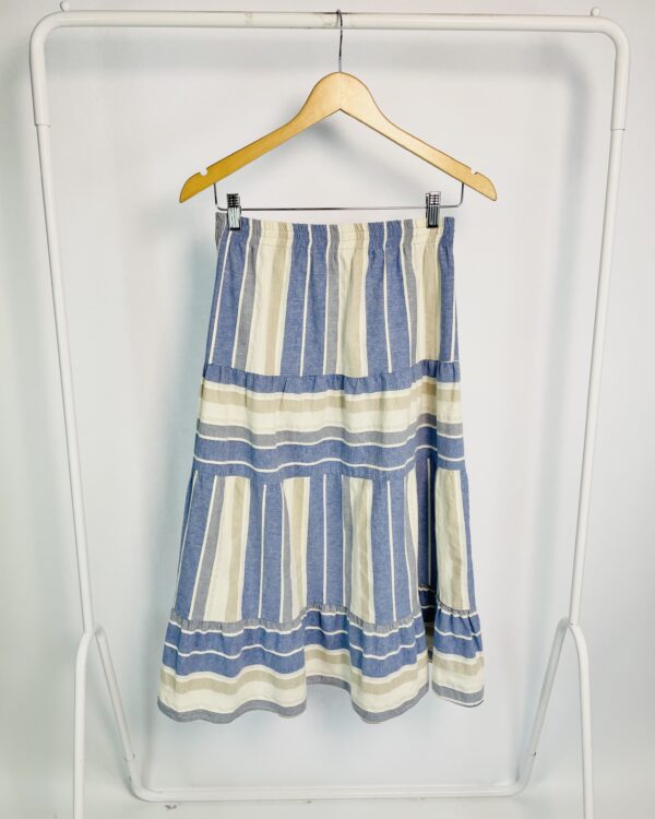 Saia midi azul e bege listrada IDEOLOGIC - P - VENDIDO SISTEMA OTO
