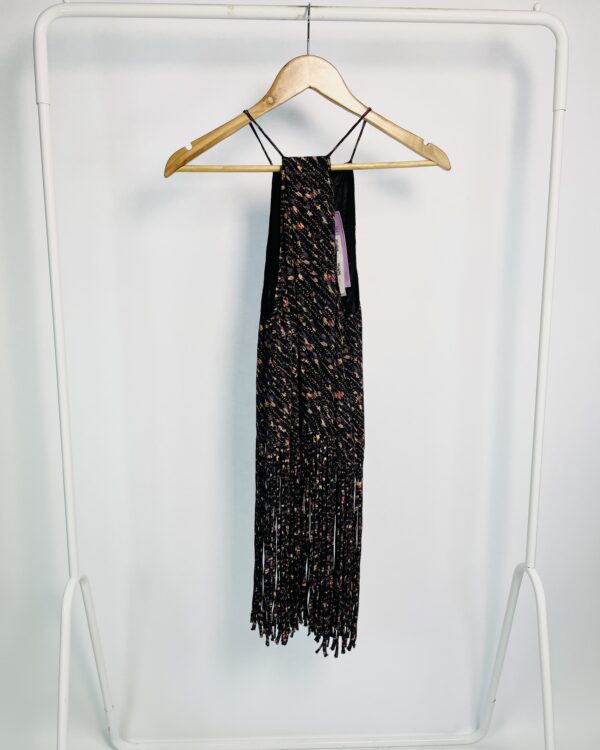 Blusa preta estampada com franjas MARIA FILÓ - P - VENDIDO SISTEMA OTO