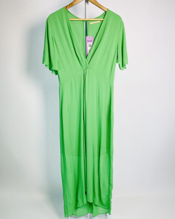 Vestido longo verde decote v mangas curtas RE.BÔ - P - VENDIDO SISTEMA OTO