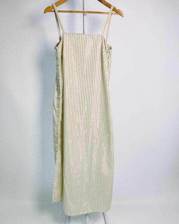 Vestido midi verde com branco e roxo PURA - P