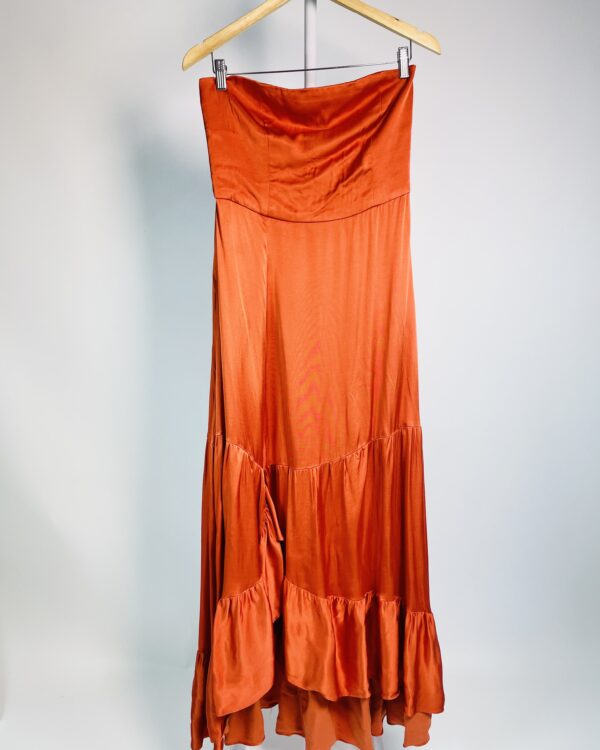 Vestido longo sem alças acetinado terracota SACADA - 42 - VENDIDO SISTEMA OTO