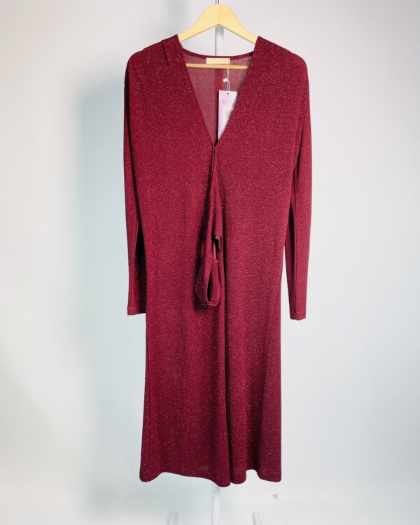 Vestido vinho com brilhos e detalhe cintura CAROL BASSI - P - VENDIDO SISTEMA OTO