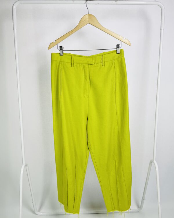 Calça verde lima cintura alta pregas na barra NV - 42