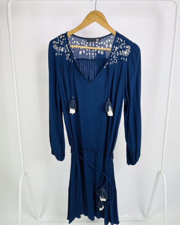 Vestido curto azul marinho com laise e barbicachos TIDSY - 38