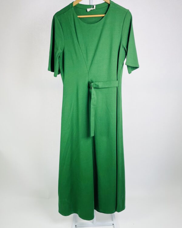 Vestido malha midi verde fivela na frente LUCIDEZ - G *nunca usado* - VENDIDO SIST OTO