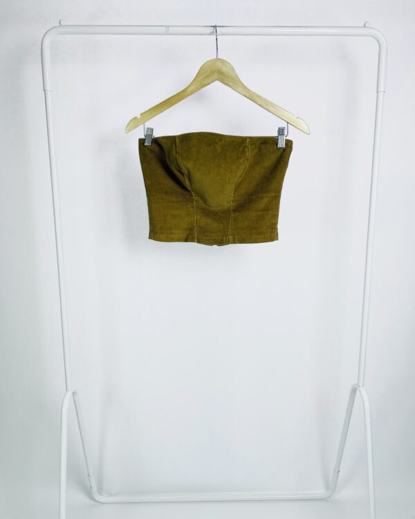 Cropped sem alça veludo cotele marrom VOUDEAKÁ - M - VENDIDO SISTEM OTO