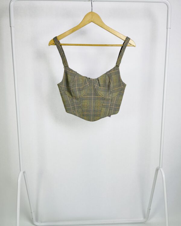 Cropped xadrez corset marrom e amarelo NV - M - VENDIDO SISTEMA OTO