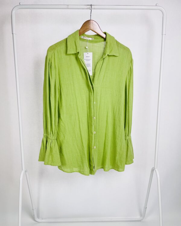 Camisa linho verde elástico no punho NANKE - G