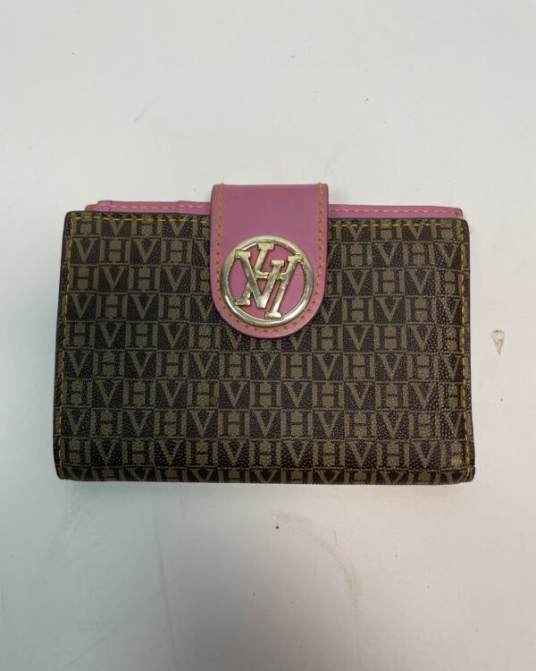 Carteira marrom monograma com rosa e detalhe dourado VICTOR HUGO