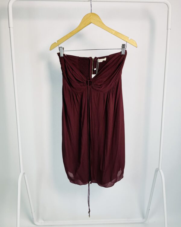 Vestido curto marrom com drapeado no busto NV - G - VENDIDO SISTEMA OTO