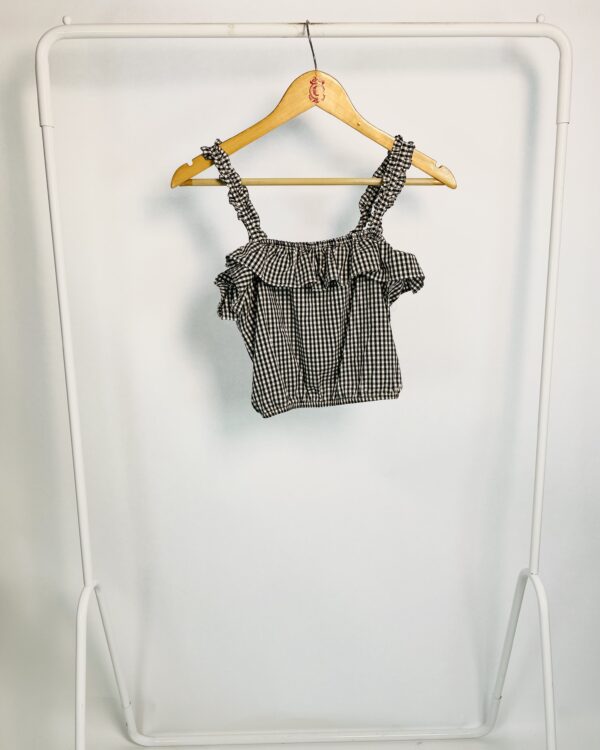 Cropped xadrez vichy p&b - P