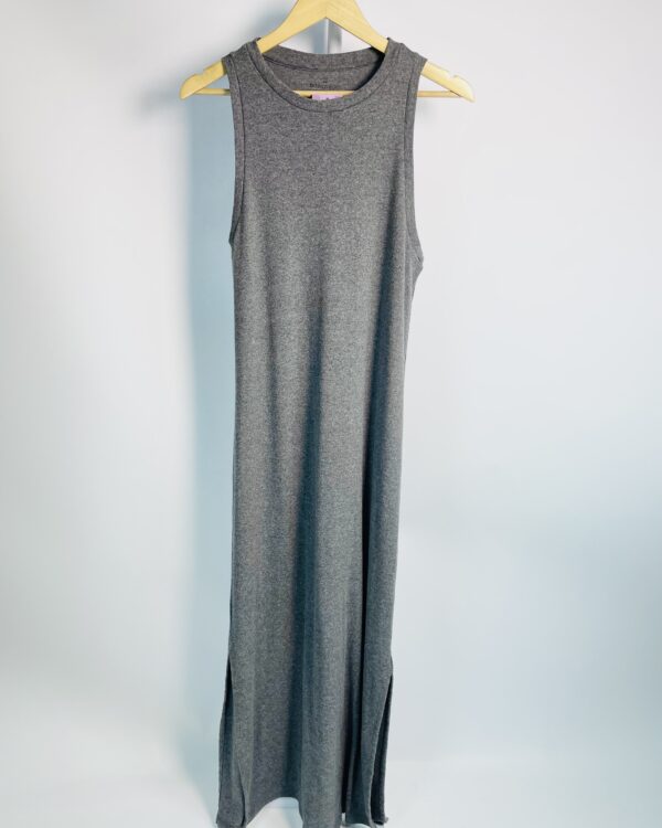 Vestido malha canelada cinza mescla BASIC COM - GG - VENDIDO SISTEMA OTO