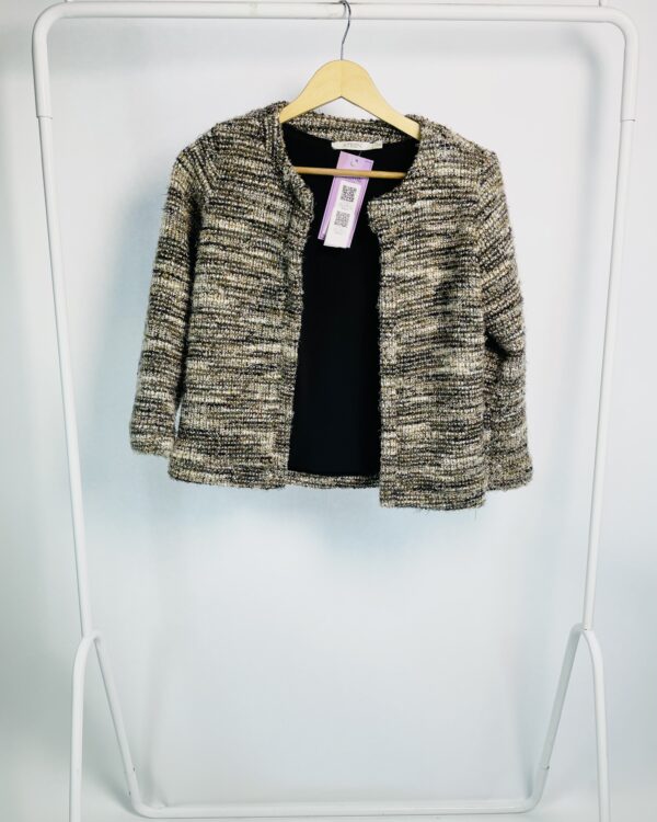 Casaco tweed tons de cinza com lurex dourado ATEEN - 36