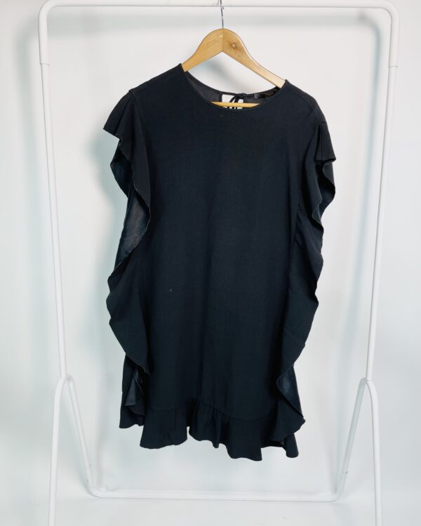 Vestido curto preto com babados nas laterais ANIMALE - 42