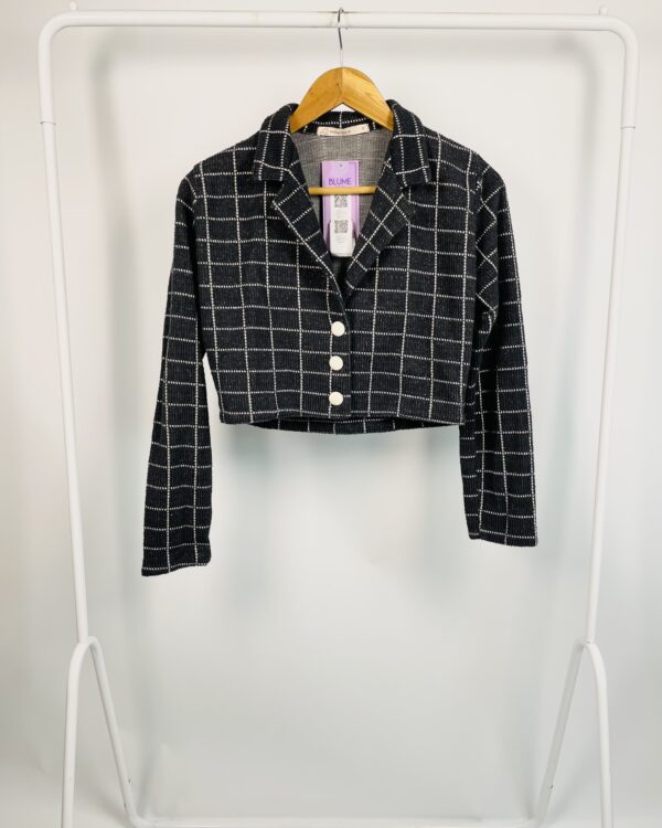 Casaqueto preto listras brancas botoes brancos MARIA EMILIA - P - VENDIDO SISTEMA OTO