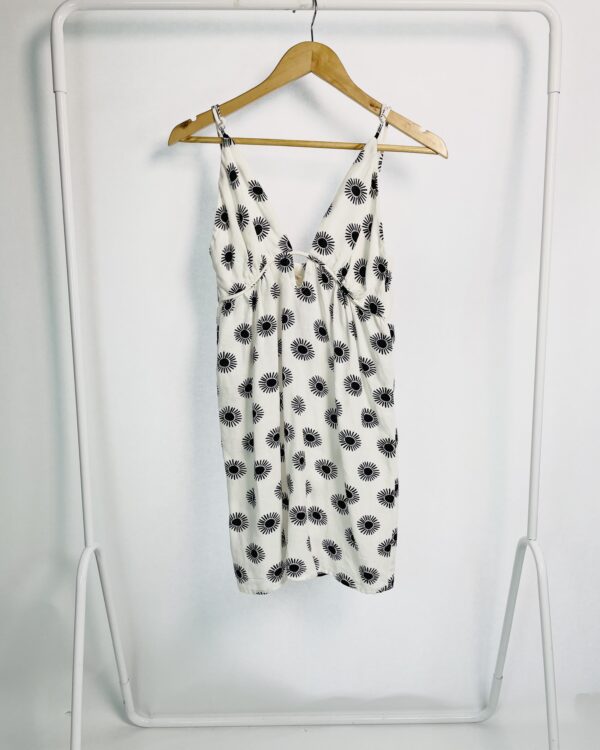 Vestido curto p&b estampado alça fina decote v OH BOY - P - VENDIDO SISTEMA OTO